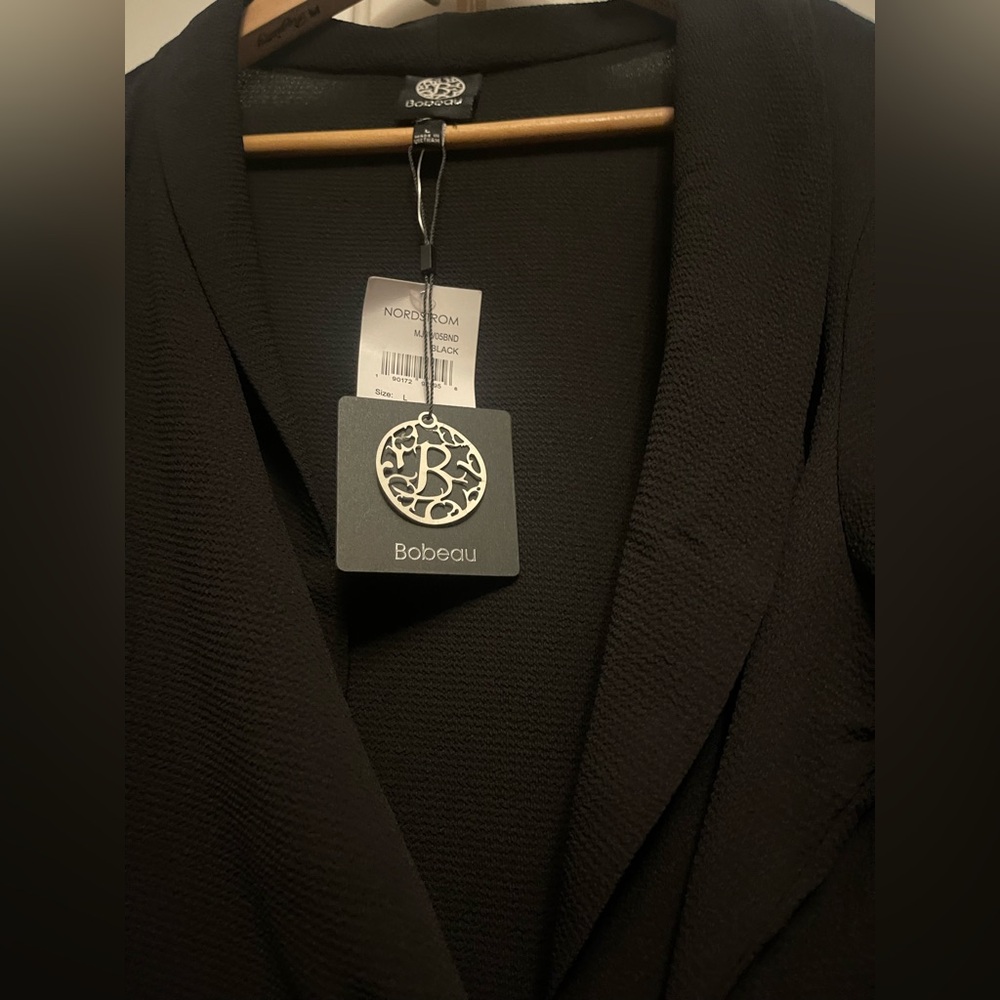 Bobeau Nordstrom Black Long Sleeve Blazer Wrap Tie Top